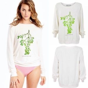 Rare Wildfox Mistletoe You Know What To Do Baggy Beach Jumper Ivory Size Large
